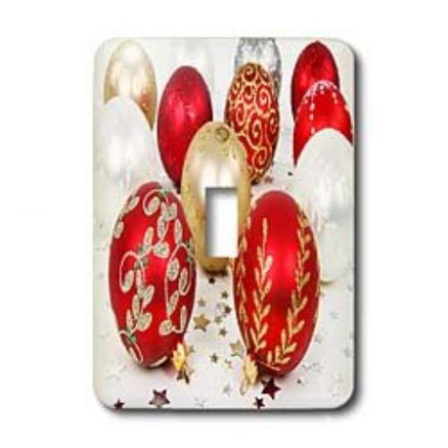 3dRose LLC lsp_36869_1 Red and Gold Christmas Baubles Single Toggle Switch