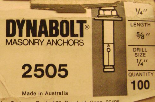 100 -- 1/4&#034; x 5/8&#034;  masonry anchors --- new --- ramset dynabolt 2505 for sale