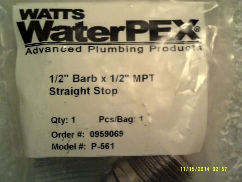 WATTS WATERPEX 1/2&#039; BARB X 1/2&#039; MPT STRAIGHT STOP MODEL # P-561 VALVE