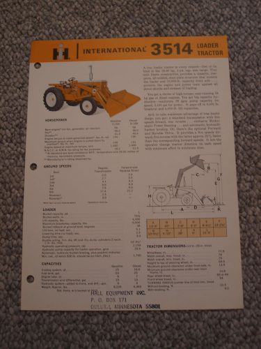 IH International Harvester 3514 Tractor Loader Brochure, original, vintage &#039;65