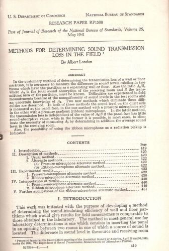 Methods for Determining Sound Transmission Loss in the Field by Albert London