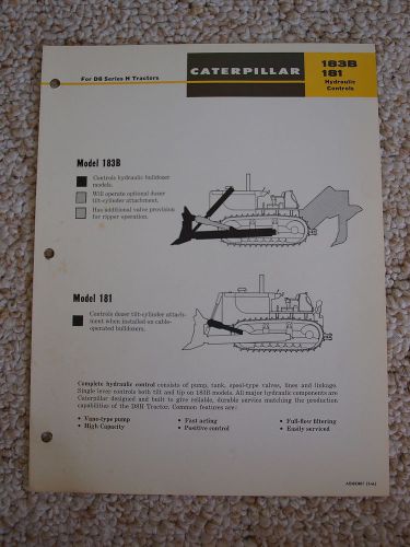 Caterpillar CAT 183B/181 Hydraulic Controls D8 H Tractor Brochure, org. &#039;66 MINT