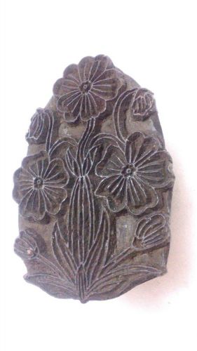 Vintage big size handcarved blossom leaf pattern wooden printing block/stamp for sale