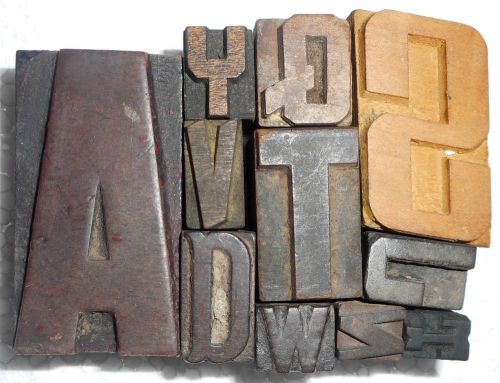 Vintage Letterpress Letter Wood Type Printers Block Lot Of 11 Collection.B826