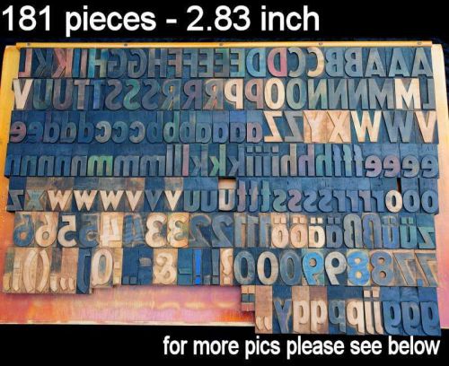 letterpress wood printing blocks 181pcs 2.83&#034; tall alphabet wooden type woodtype