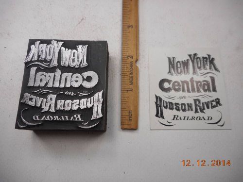 Letterpress Printing Printers Block, Railroad, New York Central Hudson River