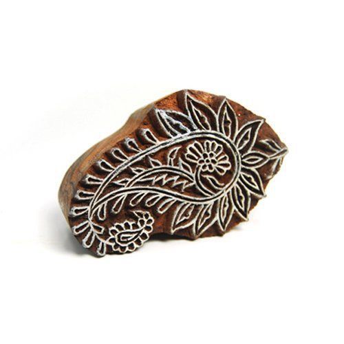 NEW International Arrivals Blockwallah Wooden Stamp, Sprouting Paisley