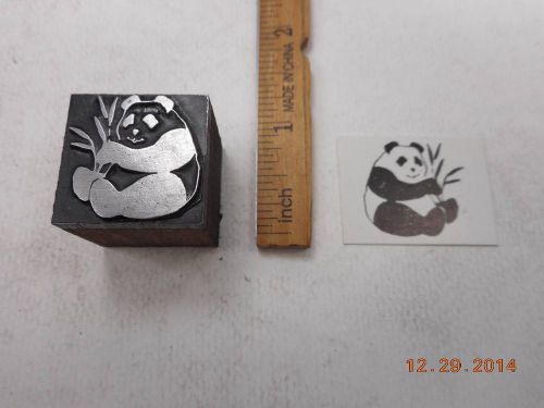 Printing Letterpress Printers Block, Panda Bear w Bamboo Leaves