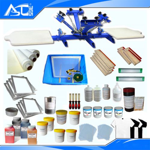 Single rotary 4 color two station w/ many screen printing consumables for diyer for sale