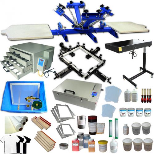 Full set 4 - 2 color screen printing silk screening flash dryer &amp; materials kit for sale