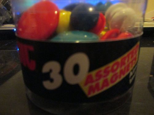 Officemate Assorted Magnets, Circles, Assorted Sizes and Colors, 30 per Tub