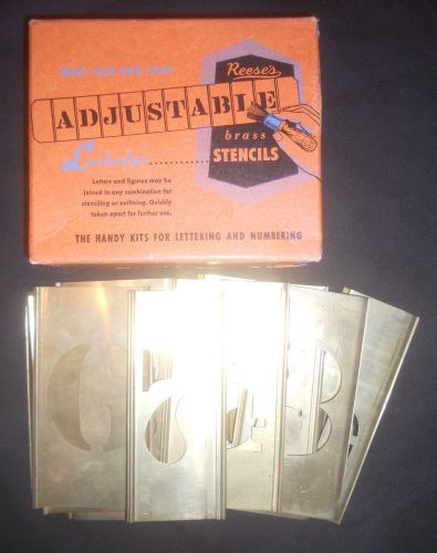Vintage Reese&#039;s Lockedge Adjustable Brass Number Stencils Set Steampunk Art