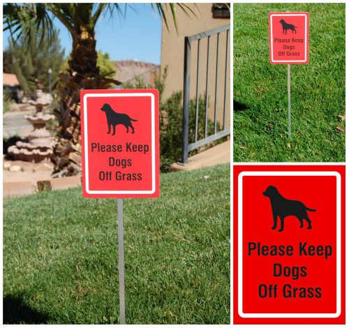 Please Keep Dogs Off Grass Sign with Lawn Stake Warning Signs Home Sinage Park