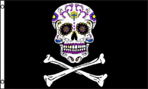 Sugar Skull With Cross Pirate Flag 3x 5&#039; Indoor Outdoor Deluxe Banner