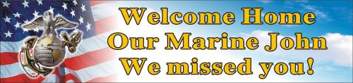2ftX8ft Personalized Welcome Home US Marine Corps Banner Sign (w/Logo on Left)