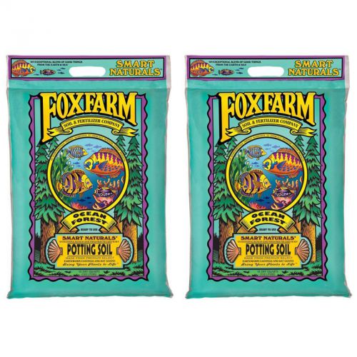 (2) foxfarm fx14053 12 quart ocean forest organic potting soil bags - 6.3-6.8 ph for sale