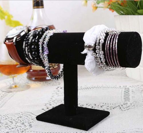 Cute T-bar Bracelet Chain Bangle Watc Holder Hard Stand Jewelry Display Black