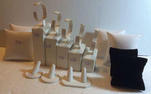 Lot 14 White Leatherette Jewelry Displays Watch Bracelet Ring NWT Pillows