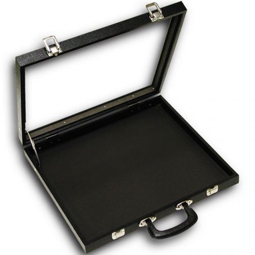 X-large black glass top with handle portable sales display storage case with pad for sale