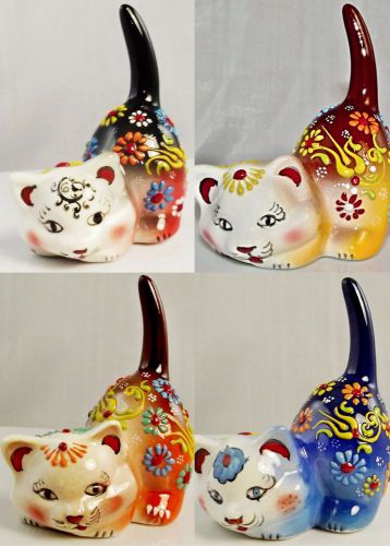 Turkish Hand Painted Ceramic Cat Ring Holder