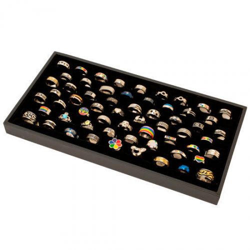 Elegant black padded rings display with tray jewelry for sale