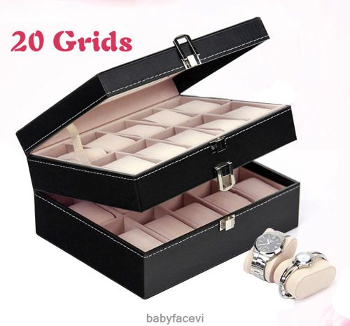 20 Grids Watch Jewelry Display Storage Holder Case Box Organizer Gift