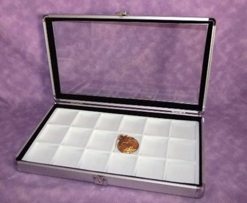 18 pocket watch large aluminum tray with glass lid wht for sale