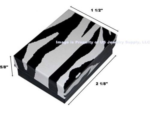 100 Small Zebra Print Cotton Filled Jewelry Gift Boxes 2 1/8&#034; x 1 1/2&#034; x 5/8&#034;