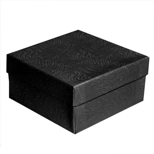 LOT OF 6 BLACK COTTON FILLED BOXES JEWELRY GIFT BOXES WATCH GIFT BOXES 2&#034; HIGH
