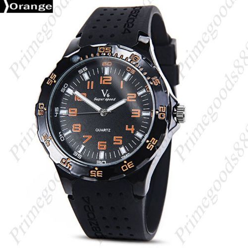 V6 Quartz Round Super Speed Black Wrist Men&#039;s Wristwatch Free Shipping Orange