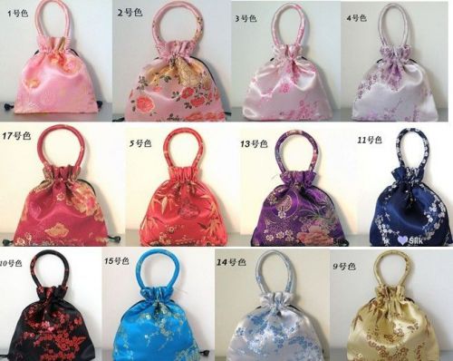 wholesale 12 pcs Silk satin GIFT bag wallet drawstring Jewelry coin pouch purse