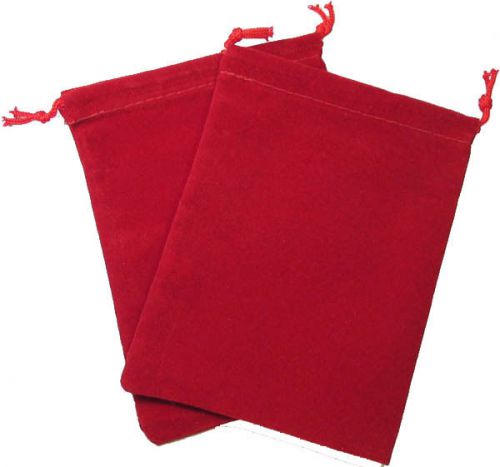 10 (TEN) RED VELOUR GIFT BAGS DRAWSTRING POUCH