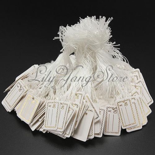 100pcs 26X15mm White Jewelry Craft Pricing Label String Price Tags Strung Swing