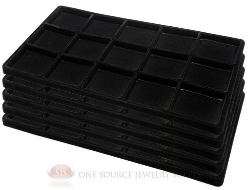 5 Black Insert Tray Liners W/ 15 Compartments Drawer Organizer Jewelry Displays