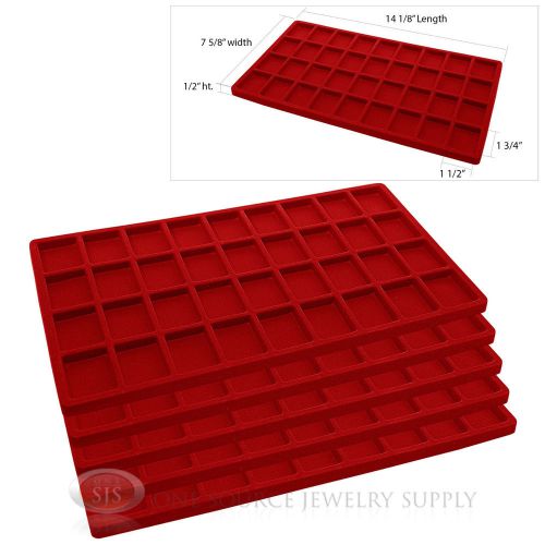 5 red insert tray liners w/ 36 compartments drawer organizer jewelry displays for sale