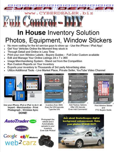 Car dealer photo service DIY inventory merchandising management exports stickers
