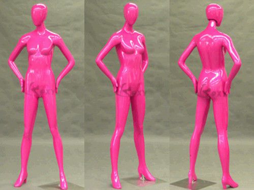 Female Fiberglass Egg Head Pink Color Mannequin Dress Form Display #MD-HF51PK