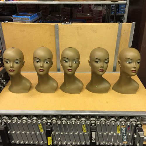 Lot Of 5 MANNEQUIN HEADs DISPLAY WIG HOLDER PLASTIC PVC 18&#034; TALL Mixed Lot #01