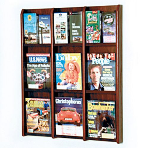 Wooden mallet lm-12 dark red mahogany 18 pocket brochure/ magazine stand for sale
