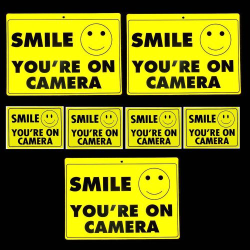 LOT OF SMILE YOU ARE ON VIDEO SECURITY SURVEILLANCE CAMERA IN USE SIGNS+STICKERS