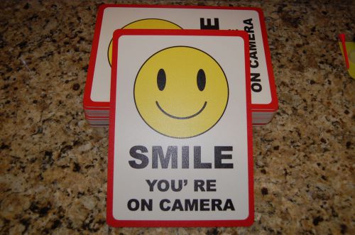 &#034;Smile You&#039;re On Camera&#034; Sign 7x10 Business Store Commercial Video Surveillance