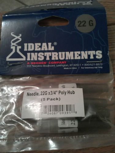 Lot Pack of 5 Ideal Instruments 22Gx3/4&#034; Poly Hub Needles  9391C .75&#034;
