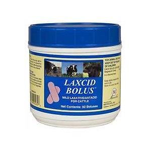 Laxcid laxative antacid bolus treat cattle bloat 50ct for sale