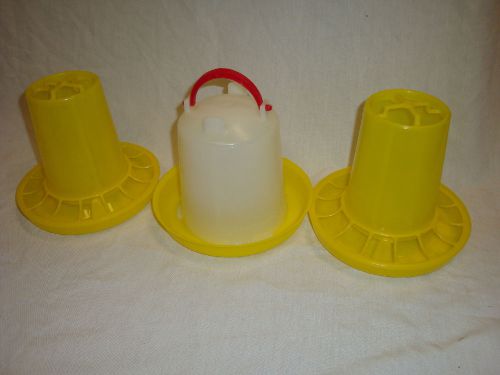 2 chick-feeders each 1 pound and 1- 1 quart chick water canteen for sale