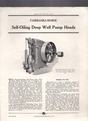 VINTAGE EPHEMERA ? 88AA  BULLETIN H404 FAIRBANKS MORSE WELL PUMP 1928