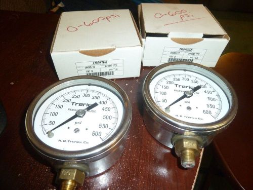 Lot (2) trerice pressure gauge  db00519  1/4&#034;lm  600 psi for sale