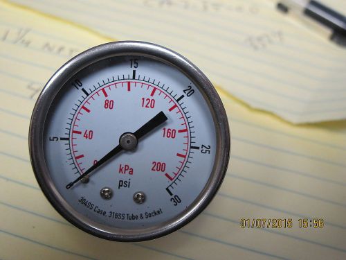 2” dial 30 psi stainless steel dual-scale pressure gauge  1/4 ” npt back mount for sale