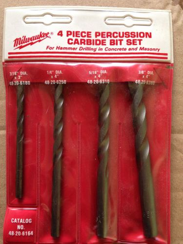 Milwaukee percussion 4 bit set 3/8&#034; 5/16&#034; 1/4&#034; 3/16&#034;  48-20-6164 free shipping! for sale