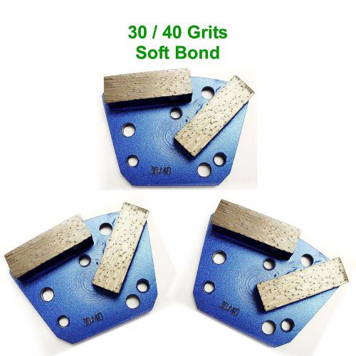 3PK Trapezoid Concrete Grinding Shoe Plate - 30/40 Grit Soft Bond