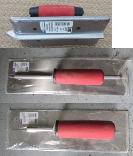Marshalltown lot (3) concrete trowels, soft grip 14x4, 12x4, 6x3 groover new for sale